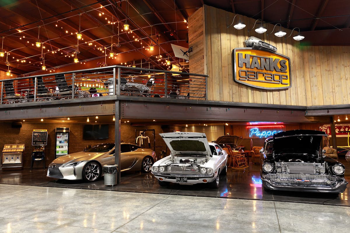 Cars under event space at Hanks Garage Venue